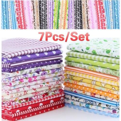 7Pcs/set Square Assorted Pre-Cut Cotton Quilt Fabric Floral Fabric DIY Craft Sewing 25x25cm