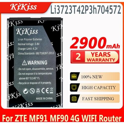 KiKiss 2900mAh Li3723T42P3h704572 Battery For ZTE MF91 MF90 4G WIFI Router Replacement Battery