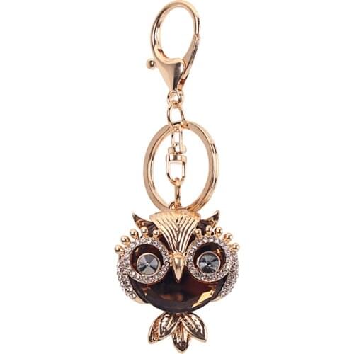 Keychain Carabiner Keychain In Gold Rhinestone Jewel Fashion Owl Gift For