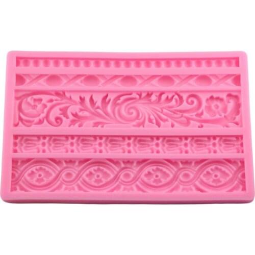 DIY Baroque Scroll Relief Cake Border Silicone Mold Frame Fondant Cake Decorating Tools Candy Chocolate Gumpaste Mould