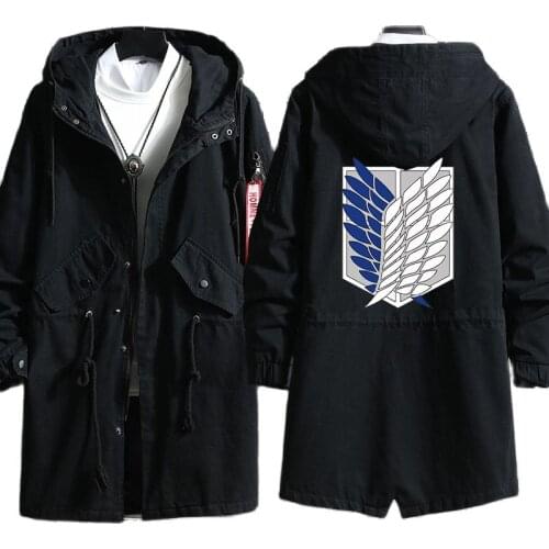 Attack on Titan Ackerman Wind Trench Long Hoodie Jacket Shingeki No Kyojin Eren Sasha Ymir Armin Cosplay Wings of Liberty