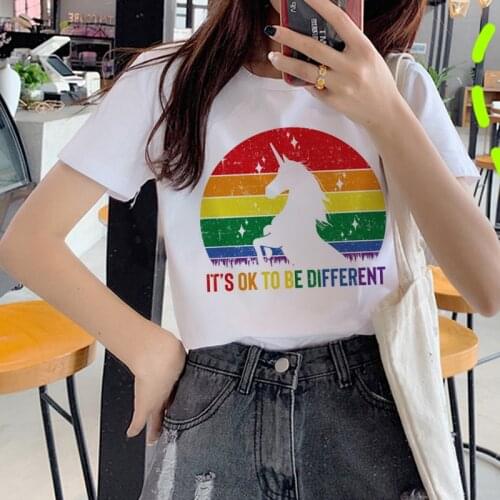 Lesbian Lgbt Harajuku Ullzang T Shirts Women 90s Gay Pride Graphic T-shirt Rainbow Cartoon Print Tshirt Fashion Top Tees Female