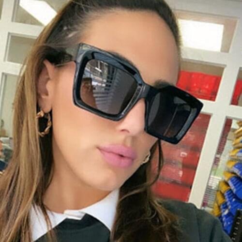 Glossy Black Acetate Large Oversized Square Sunglasses Women 2021 High Quality Mens Shades Sun Protection Glasses Brands Eyewear