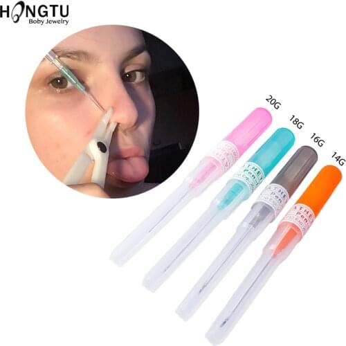 1PC Surgical Steel Catheter Cannula Piercing Needles 14G 16G 18G 20G Body Jewelry Piercings Kit Sterilized Body Tattoo Needles