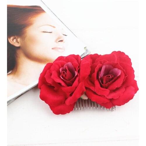 Simulation crepe velvet rose metal comb hair accessories pop rose hair comb tiara wedding dress accessories