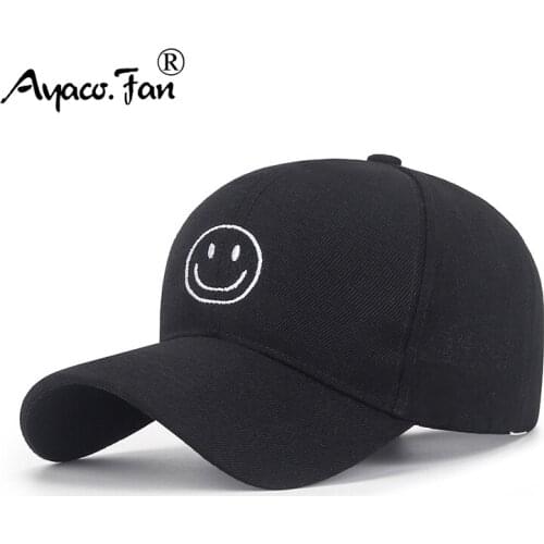 Women Hat Adjustable Solid Baseball Cap Men Sunscreen Caps Cute Smile Embroidery Casual Snapback Sunhat Summer Golf Baseball Hat