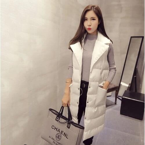 2021 Fashion Spring Autumn Vest Womens Cotton Waistcoat Plus Size 2XL Long Section New Slim Padded Coats Student Cloghing