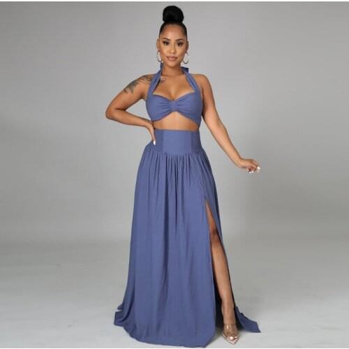 Two Piece Pant Set Africa Clothes African New Dashiki Fashion Solid Suit Top And Skirt Party For Women Matching Outfits Set