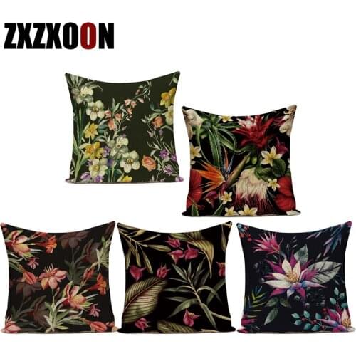 Tropical Plants Leaf Leaves Flower Polyester Sofa Home Polyester Square Cushion Cover for Living Room Pillowcover