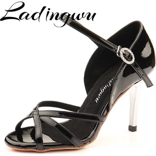 Ladingwu Tango Dance Shoes Women Latin Dance Shoes Salsa Party Ballroom Dance Shoes Tango Sole Cowhide Hard Sole Dance Sandals