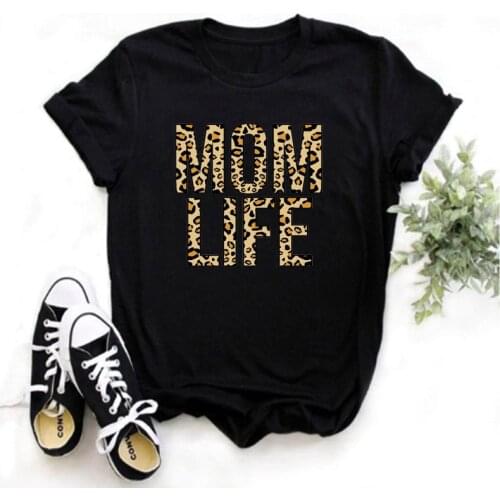 Mayos Womens T-shirt Mom Life Leopard Print Harajuku T-shirt Short Sleeve O-Neck T-shirt Ladies Casual T-shirt Clothes Top