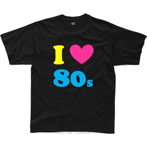 Fashion I Love The 80S Mens T-Shirt S-3Xl Black Outfit Fancy Dress Costume Neon 80S Men Cotton Tees Streetwear