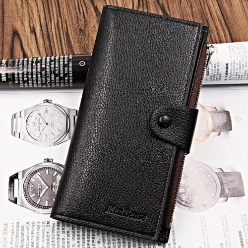 MenBense Long Wallets Hasp Zipper Money Bag Card Holder Change Coin Handbag PU Leather Letter Print Clutch Bags Men Wallet