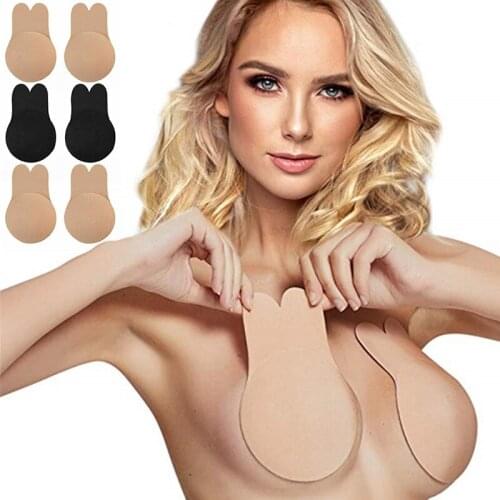 2020 New 3 Pairs Women Breast Petal Lift Nipple Cover Reusable Silicone Strapless Invisible Push Up Rabbit Bra Pads For Adhesive