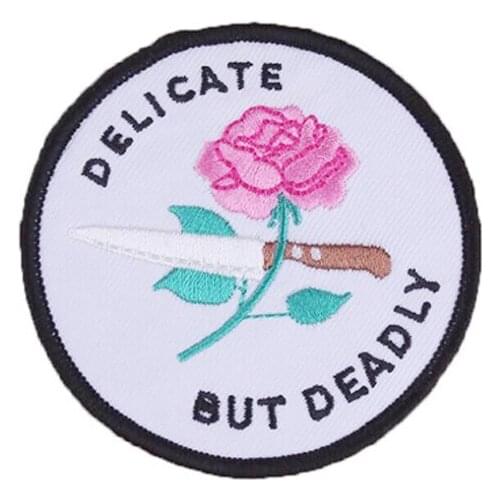 Rose Knife Patches DIY Or Die Summer Style Embroidery Patch Stickers On Clothes Decoration Applique Rock Band