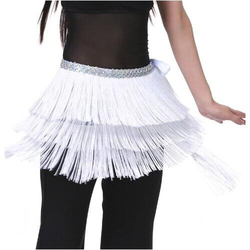 Cheap 12 Colors Belly Dance Clothes 3 Layers Wrap Hip Scarf Adjustable Fit Tassel Women Belly Dance Tassel Belt