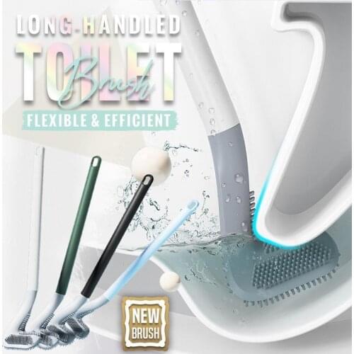 New Long Handle Toilet Cleaning Brush For Home Bathroom Golf Silicone Brush Head Bendable Corner Cleaning Can Be Wall-mounted