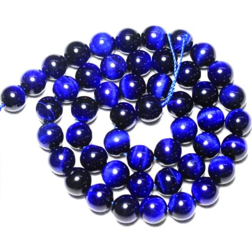 Wholesale Top Grade Natural Deep Blue Tiger Eye Semi Gem Stone Beads For Jewelry Making DIY Bracelet Necklace 6/8/10/12 mm 15