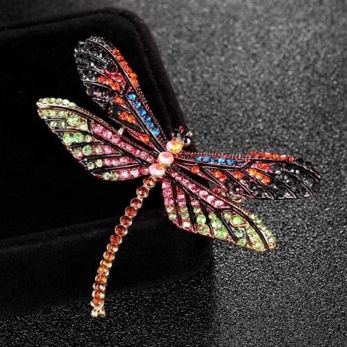 Colorful Enamel Dragonfly brooches jewelry for women gifts Brand Rhinestone Crystal Pin brooch bouquet best hats accessory broch