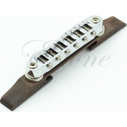 Adjustable Chrome Rosewood Bridge Roller Saddles For Les Paul Jazz Guitar