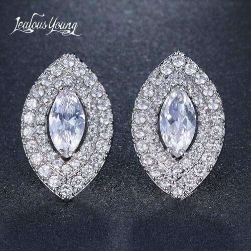 Brand Bulgaria New Shining Marquise Cubic Zirconia Stud Earrings For Women Inlay Cluster Round CZ Small Ear Studs Brincos AE560