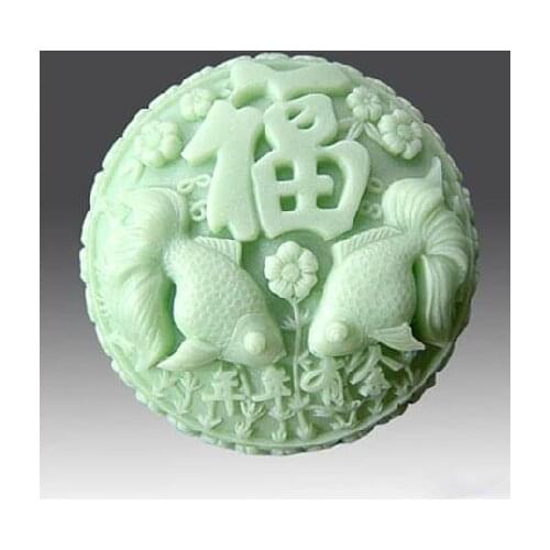 Special chinese word wish Soap mold / manual soap molds / luck fish soap candle silicone moulds