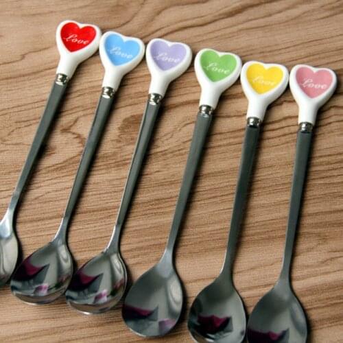 Heart-shaped Stainless Steel Tableware Creative Spoon Coffee Ice Cream Dessert Spoon Table Decor Party Gift Kitchen Supplies