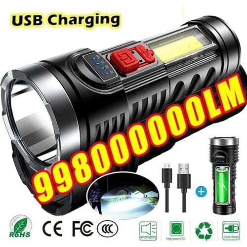 Outdoor Portable Torch LED Flashlight Super Bright Long-range USB Rechargeable Small Xenon Lamp Tactical Light Household Light