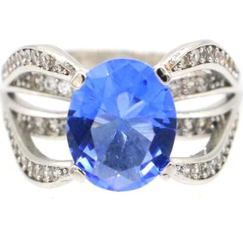 22x14mm SheCrown New Statement Owl 3.4g Smokey Topaz Tourmaline CZ Girls Daily Wear 925 Sterling Silver Rings