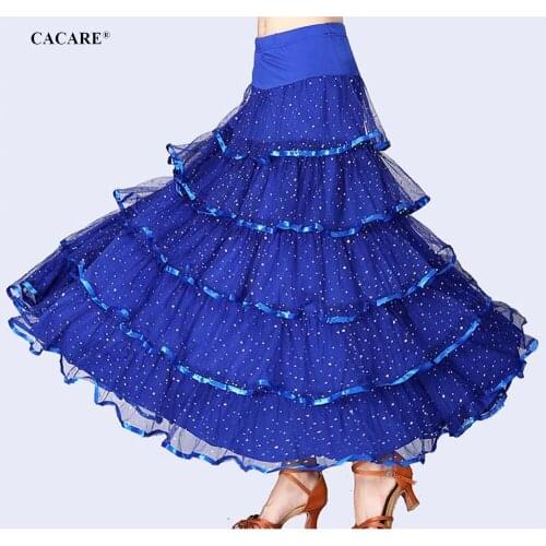 Ballroom Skirt Waltz Dresses Dance Competition Dresses Ballroom Dress Standard Free Size 6 Colors D0966 CACARE Big Hem