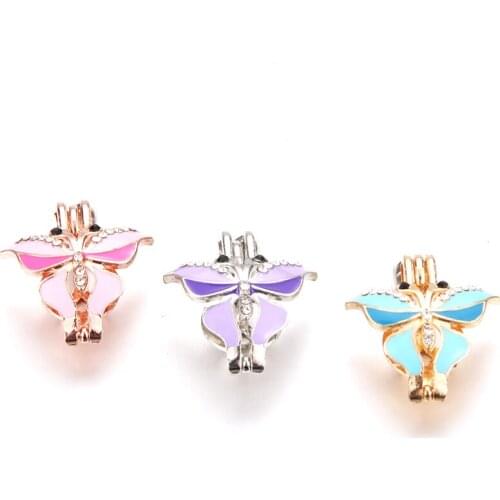 1pcs Combination Color Butterfly Pearl Cage Locket Pendant Jewelry DIY Bead Cage Aroma Essential Oil Diffuser Box Oyster Pearl