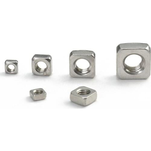 100pcs/lot DIN557 Stainless steel square nut M3 (5.5*2.4mm) M4 (7*3mm) M5 (8*3.8mm)