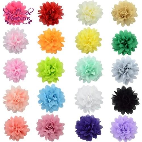 15pcs/lot Solid Color Big Chiffon Flower Hair Accessories Wedding Bouquet Dress Decoration Brooch Production Photography Props