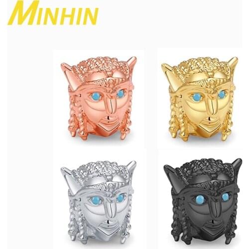 MINHIN 3Pcs Cartoon Head High Quality DIY Bracelet Copper Green Stone Eyes Beads Jewelry Accessories Making Necklace