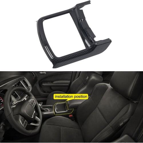 Car Accessories for Dodge Charger 2015-2020 ABS Carbon Fiber Interior Front Water Cup Holder Frame Cover Trim 1pc