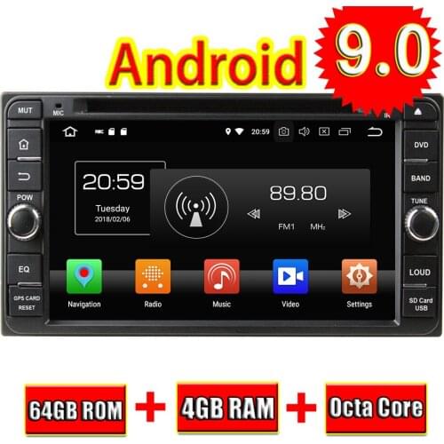Topnavi Octa Core Android 9.0 Car DVD Multimedia Player For Toyota RAV4/Corolla/Vios/Hilux/Prado Auto Stereo 2DIN GPS Navigation