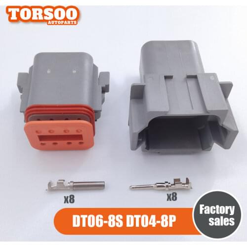 1 Set 8 Way Automotive DT Connector DT06-8S DT04-8P With Wedge Stamp Solid Contacts W8S W8P