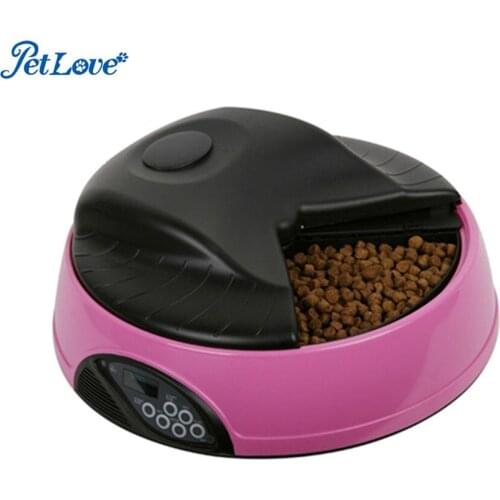 Free Shipping Auto programmable Dog Bowl 4 Trays Automatic Pet Feeder for Dog, Cat and Small Animals