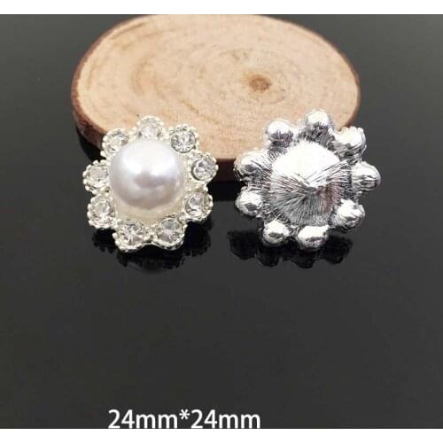 Free Shipping Wholesale 24mm 30pcs/lot Rhinestone Flatback Button For Hair Flower Wedding Invitation HAZH026