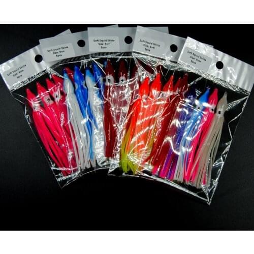 Bimoo 2bags=10pcs 9cm Soft Squid Skirts Orange Red Pink Blue Luminous Plastic Octopus Skirt