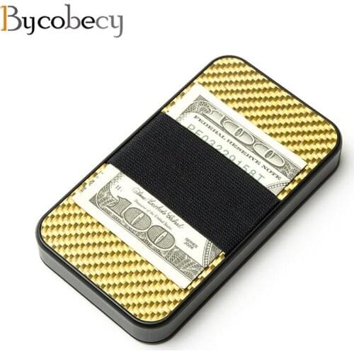 Bycobecy Fashion Carbon Fiber Credit Card Holder RFID Blocked Single Box Thin Wallet Men Slim Card Case Tarjetero Hombre Coin