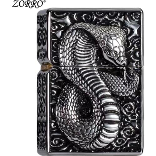 CHIEF Flint Lighters Gasoline Lighter Kerosene All Metal Heavy Armor Relief Snake Lighter Super Cool Smoker Gadgets For Man