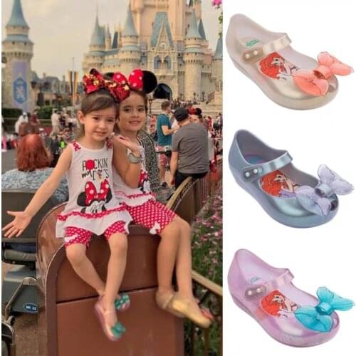 2020 New Mini Melissa Ultragirl + Mermaid Girl Jelly Shoes Bow Sandals Soft Melissa Sandals For Kids Non-slip Summer Girl Shoes