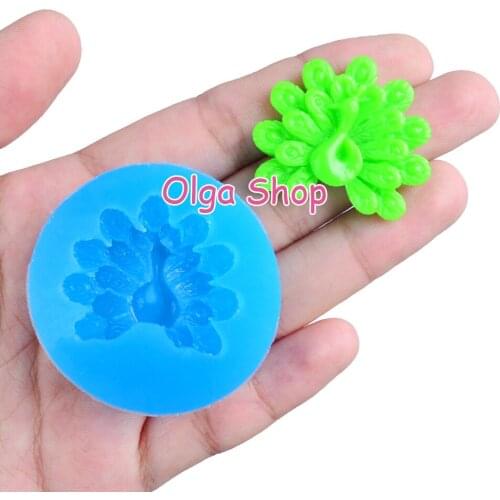 DYL668 31.9mm X 22.2mm Peacock Silicone Mold Fondant Cake Decoration Candy Resin Clay Earrings Necklace Craft Soap Candle