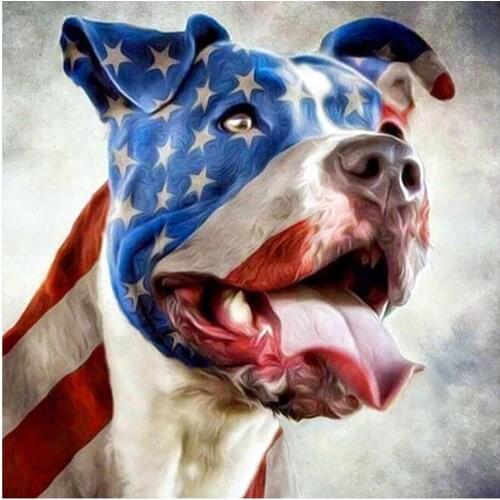 Flag and Bulldog Diamond Painting Animal Round Full Drill Nouveaute DIY Mosaic Embroidery 5D Cross Stitch Home Decor Gifts