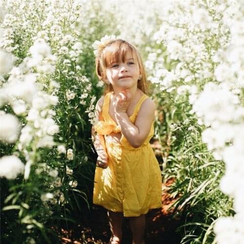 Pretty Yellow Little Girls Dress Infant Kids Baby Girl Sleeveless Dress Holiday Casual Dresses Sundress In Stock Dropshipping