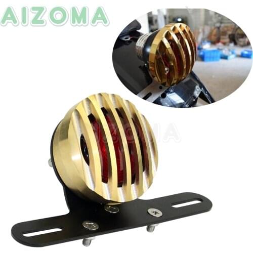 Brass Motorcycles LED Brake Rear License Plate Light Bracket For Harley Yamaha XS650 Custom Cafe Racer Style Taillight Stop Lamp