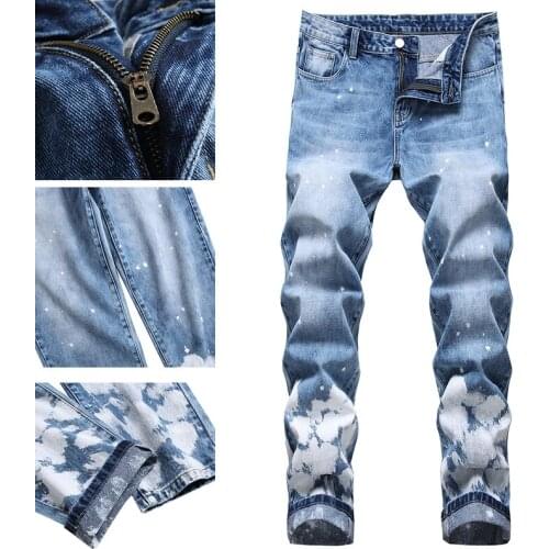 Fashion trend casual jeans mens jeans 2021 new spring and autumn mens straight casual pants