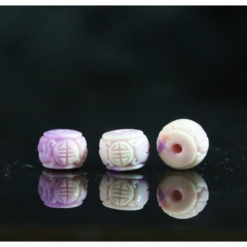 Charming purple vintage drum abacus lantern imitation shell 6x8mm 8x10mm carving flower lovely pendant accessories 10pcs B903