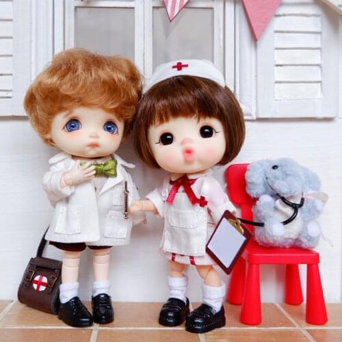 1/12 bjd Doll Clothes Shirt jacket shorts bag Doctor Nurse Suit Uniform for Molly, OB11, GSC, Body9, Obitsu11 Doll Accessories